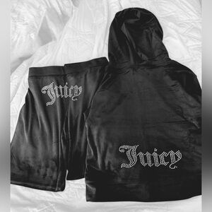 NWT $199 Juicy Couture black velour tracksuit with BLING sz Large